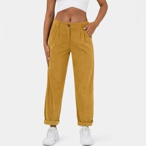 HALARA mid-rise corduroy pants in mustard yellow. Size S
